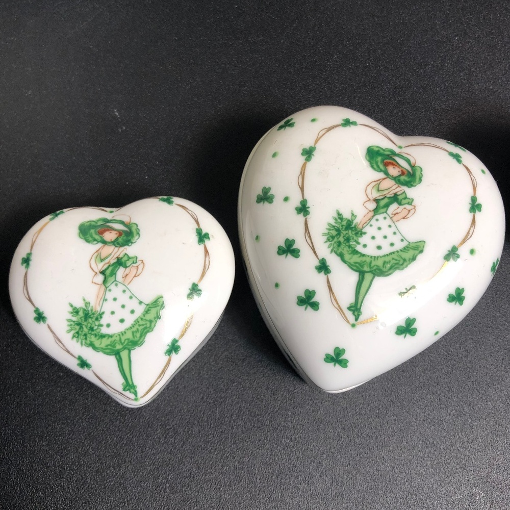 Vintage Lefton Irish girl Trinket‎ boxes